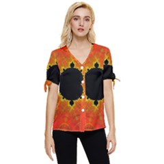 Fractal Mandelbrot Set Pattern Art Bow Sleeve Button Up Top by Ravend