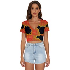 Fractal Mandelbrot Set Pattern Art V-neck Crop Top