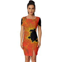 Fractal Mandelbrot Set Pattern Art Fitted Knot Split End Bodycon Dress