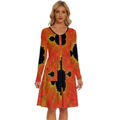 Fractal Mandelbrot Set Pattern Art Long Sleeve Dress With Pocket