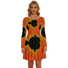 Fractal Mandelbrot Set Pattern Art Long Sleeve Wide Neck Velour Dress