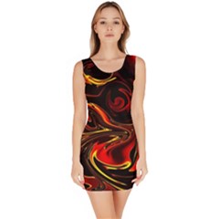 Modern Art Design Fantasy Surreal Orange Bodycon Dress by Ravend