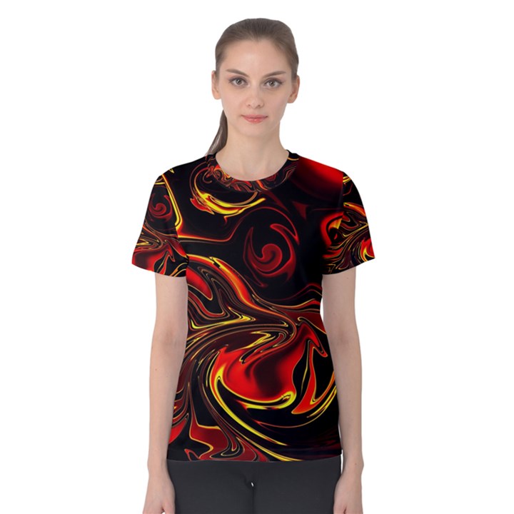 Modern Art Design Fantasy Surreal Orange Women s Cotton Tee