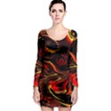 Modern Art Design Fantasy Surreal Orange Long Sleeve Bodycon Dress View1