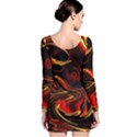 Modern Art Design Fantasy Surreal Orange Long Sleeve Bodycon Dress View2