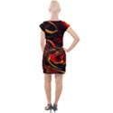 Modern Art Design Fantasy Surreal Orange Cap Sleeve Bodycon Dress View2