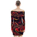 Modern Art Design Fantasy Surreal Orange Long Sleeve Off Shoulder Dress View2