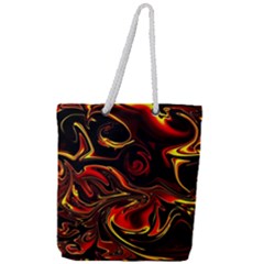 Modern Art Design Fantasy Surreal Orange Full Print Rope Handle Tote (large) by Ravend