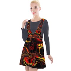 Modern Art Design Fantasy Surreal Orange Plunge Pinafore Velour Dress by Ravend