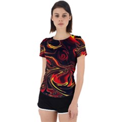 Modern Art Design Fantasy Surreal Orange Back Cut Out Sport Tee by Ravend