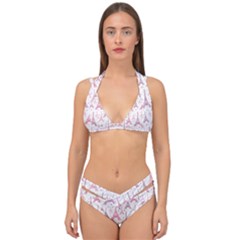 Eiffel Tower Pattern Wallpaper Double Strap Halter Bikini Set by Ravend