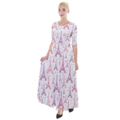 Eiffel Tower Pattern Wallpaper Half Sleeves Maxi Dress by Ravend