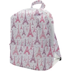 Eiffel Tower Pattern Wallpaper Zip Up Backpack by Ravend