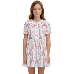 Eiffel Tower Pattern Wallpaper Kids  Sweet Collar Dress by Ravend