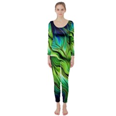 Fractal Art Pattern Abstract Long Sleeve Catsuit by Ravend