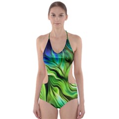 Fractal Art Pattern Abstract Cut-out One Piece Swimsuit by Ravend