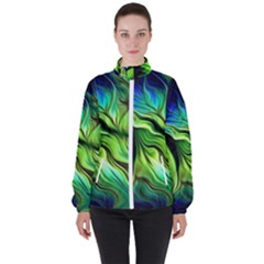 Fractal Art Pattern Abstract Women s High Neck Windbreaker by Ravend