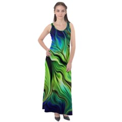 Fractal Art Pattern Abstract Sleeveless Velour Maxi Dress by Ravend