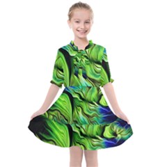 Fractal Art Pattern Abstract Kids  All Frills Chiffon Dress by Ravend