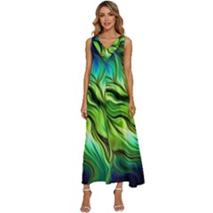 Fractal Art Pattern Abstract V-neck Sleeveless Loose Fit Overalls