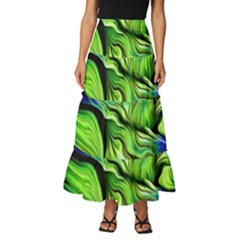 Fractal Art Pattern Abstract Tiered Ruffle Maxi Skirt