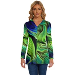 Fractal Art Pattern Abstract Long Sleeve Drawstring Hooded Top