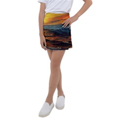 Ocean Sunset Sea Ocean Sunset Kids  Tennis Skirt by Ravend