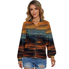 Ocean Sunset Sea Ocean Sunset Women s Long Sleeve Button Down Shirt