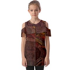 Fractal Pattern Geometric Pattern Fold Over Open Sleeve Top