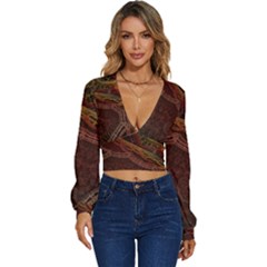 Fractal Pattern Geometric Pattern Long Sleeve Deep-v Velour Top