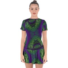 Abstract Art Fractal Drop Hem Mini Chiffon Dress by Ravend