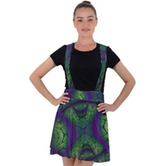 Abstract Art Fractal Velvet Suspender Skater Skirt by Ravend