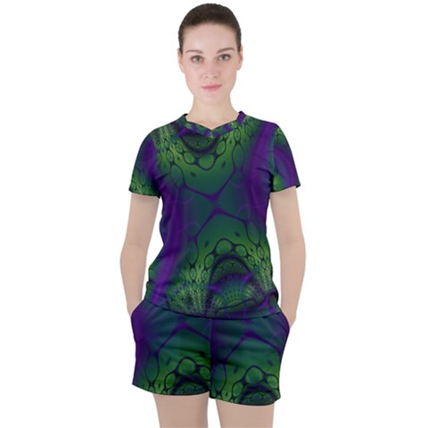 Abstract Art Fractal Women s Tee And Shorts Set by Ravend