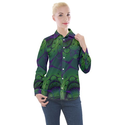 Abstract Art Fractal Women s Long Sleeve Pocket Shirt by Ravend