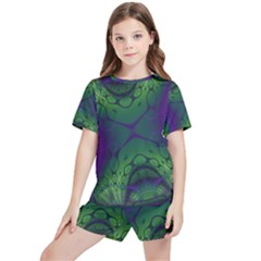 Abstract Art Fractal Kids  Tee And Sports Shorts Set by Ravend