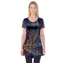 Fractal Abstract- Art Short Sleeve Tunic  by Ravend