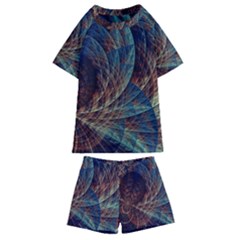 Fractal Abstract- Art Kids  Swim Tee And Shorts Set by Ravend