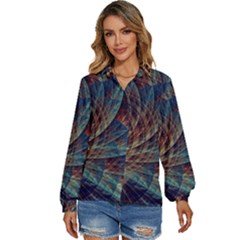 Fractal Abstract- Art Women s Long Sleeve Button Down Shirt