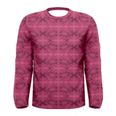 Elegant Pink Floral Geometric Pattern Men s Long Sleeve Tee by dflcprintsclothing