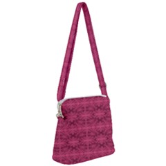 Elegant Pink Floral Geometric Pattern Zipper Messenger Bag by dflcprintsclothing