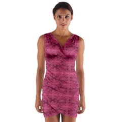 Elegant Pink Floral Geometric Pattern Wrap Front Bodycon Dress by dflcprintsclothing