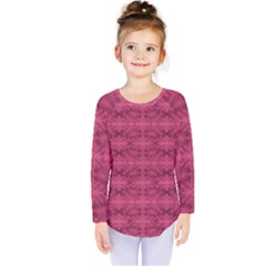 Elegant Pink Floral Geometric Pattern Kids  Long Sleeve Tee