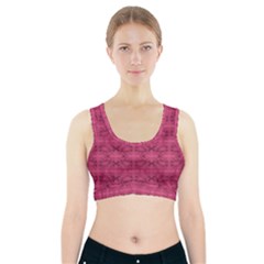 Elegant Pink Floral Geometric Pattern Sports Bra With Pocket by dflcprintsclothing