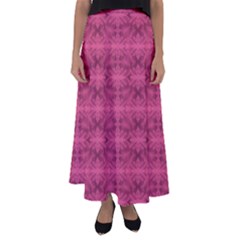 Elegant Pink Floral Geometric Pattern Flared Maxi Skirt by dflcprintsclothing