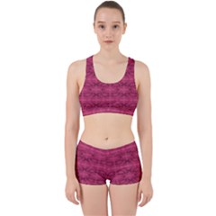 Elegant Pink Floral Geometric Pattern Work It Out Gym Set