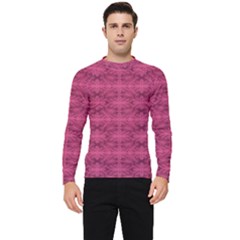 Elegant Pink Floral Geometric Pattern Men s Long Sleeve Rash Guard by dflcprintsclothing