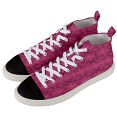 Elegant Pink Floral Geometric Pattern Men s Mid-top Canvas Sneakers by dflcprintsclothing