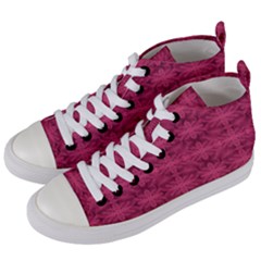 Elegant Pink Floral Geometric Pattern Women s Mid-top Canvas Sneakers by dflcprintsclothing