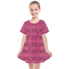 Elegant Pink Floral Geometric Pattern Kids  Smock Dress by dflcprintsclothing