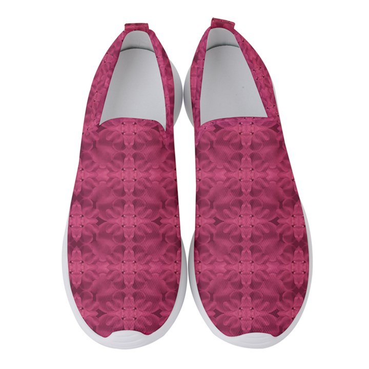 Elegant pink floral geometric pattern Women s Slip On Sneakers